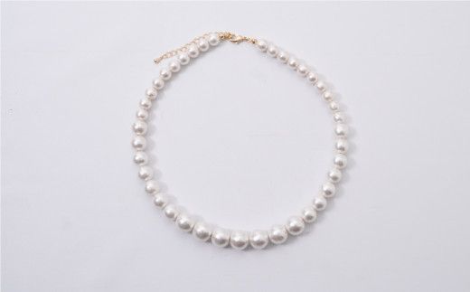 GL005コットンパール「ホワイト」シンプルショートネックレス(金具ゴールド)