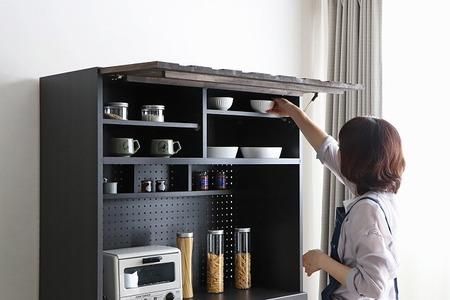 RESE 105KB D(板扉上台・ダスト下台) 【キッチンボード レンジ 食器棚 食器 キッチン 家具 国産 収納 台所収納 完成品】(H060648)