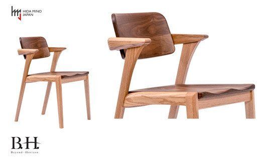 D145-03 B.H.ダイニングチェア(ショートアーム)【オーク材+ウォルナット材】JBH-DCX201A PNO+W