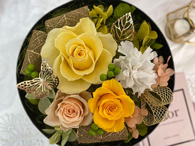 AJ134-1 プリザーブドフラワー【アムール/イエロー】春日部市 シュガーパイン