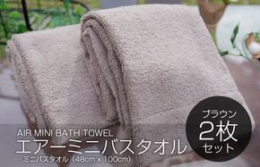 099H1891 【スピード発送】 エアーミニバスタオル 2枚（ブラウン）【泉州タオル 国産 吸水 普段使い シンプル 日用品 家族 ファミリー】