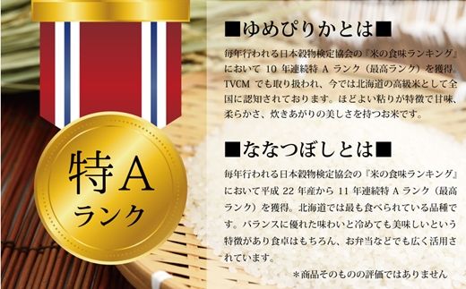 【予約】令和6年産【定期便(10kg×6カ月)】北海道産ゆめぴりか＆ななつぼしセット 10kg(各5kg) 【1603101】