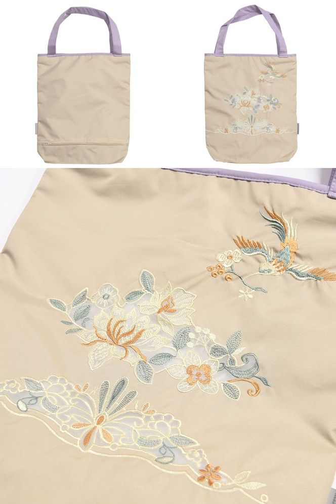 【シノワズリーモダン京都】花鳥オーガンジーカットワーク刺繍 防水・撥水トートバッグ モカ［ 京都 日傘 ブランド 防水 撥水 トート 濡れた傘を入れてもOK カットワーク刺繍 おしゃれ 人気 おすすめ レディス 女性用 ギフト プレゼント お取り寄せ 通販 送料無料 ふるさと納税 ］ 261009_B-RY14VC01