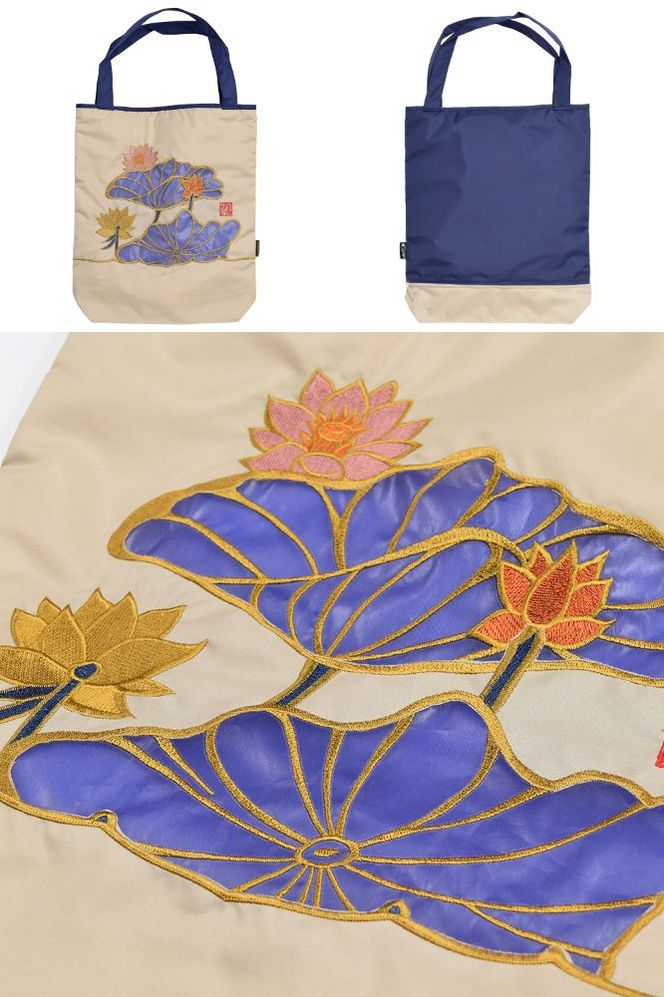 【シノワズリーモダン京都】Ki-yan キーヤンカットワーク刺繍 防水・撥水トートバッグ 蓮花・モカ［ 京都 日傘 ブランド 防水 撥水 トート 濡れた傘を入れてもOK カットワーク刺繍 おしゃれ 人気 おすすめ レディス 女性用 ギフト プレゼント お取り寄せ 通販 送料無料 ふるさと納税 ］ 261009_B-RY15VC02