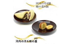 河内の月＆楠の蓋（かさ）【 河内の月 楠の蓋 手造りのお菓子 お喜奈 お月様に見える和菓子 「薫蓋樟」に由来 ふわふわのカステラ生地　おしゃれな風味 大阪府 門真市 】 272230_BQ004
