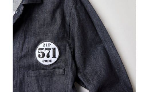 【完全受注生産】Zip Codeシリーズ デニムエンジニアコート 571　3Lサイズ【モチーフ 刺繍 ストレッチデニム インディゴネイビー 後パイピング仕立て 左Ｗポケット 袖ワンボタンカフス お中元 大阪府 門真市 】 272230_AR001VC05