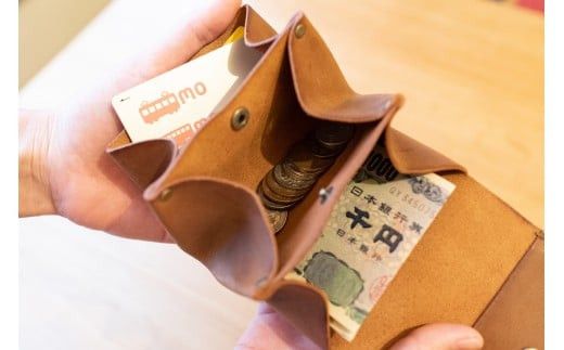 革ボタンのミニ財布・小銭入れ（ブラック）【ボタン二つ穴デザイン コンパクトサイズ モストロレザー使用 エイジング 布で乾拭き ファッション小物 お中元 お歳暮 父の日 母の日 ギフト用 大阪府 門真市 】 272230_AY011VC02