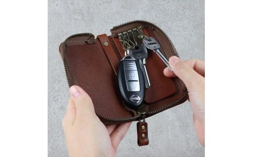 【色/チョコ】 ラウンドファスナーキーケース 本革 レザー 【革 レザー 大阪府 門真市 】 272230_AY019VC02