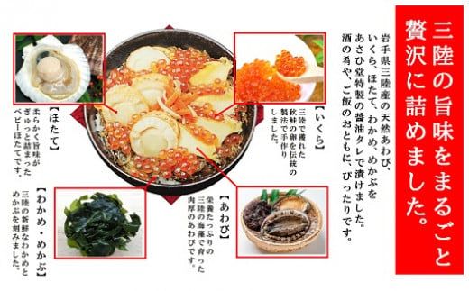 三陸漬 500g あわび いくら ほたて めかぶ 特製ダレ使用 国産【0tsuchi00275】