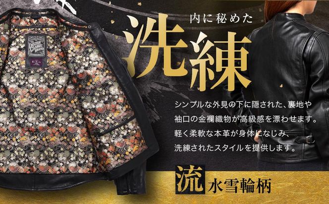 【デグナー】デグナークラシック×花山コラボジャケット 流水雪輪柄（レディース）＜Sサイズ＞［ 京都 八王子 バイクギア ジャケット 人気 おすすめ 革 レザー ツーリング ライダー バイカー バイク ブランド メーカー ギア パーツ ］ 261009_A-JR004VC01