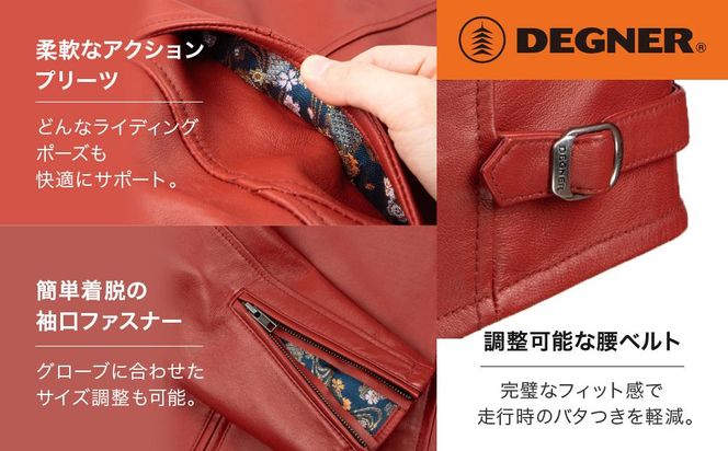 【デグナー】クラシック×花山コラボジャケット21SJ-14K  レッド 鉄流水雪輪 〈Mサイズ〉［ 京都 バイクギア ジャケット 人気 おすすめ 革 レザー ツーリング ライダー バイカー バイク ブランド メーカー ギア パーツ ］ 261009_A-JR007VC01
