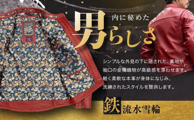 【デグナー】クラシック×花山コラボジャケット 21SJ-14Kレッド 鉄流水雪輪 〈Lサイズ〉［ 京都 バイクギア ジャケット 人気 おすすめ 革 レザー ツーリング ライダー バイカー バイク ブランド メーカー ギア パーツ ］ 261009_A-JR007VC02