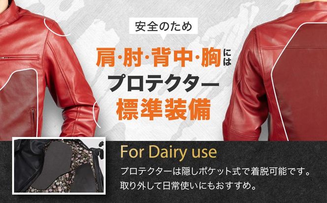 【デグナー】クラシック×花山コラボジャケット 21SJ-14Kレッド 鉄流水雪輪 〈Lサイズ〉［ 京都 バイクギア ジャケット 人気 おすすめ 革 レザー ツーリング ライダー バイカー バイク ブランド メーカー ギア パーツ ］ 261009_A-JR007VC02