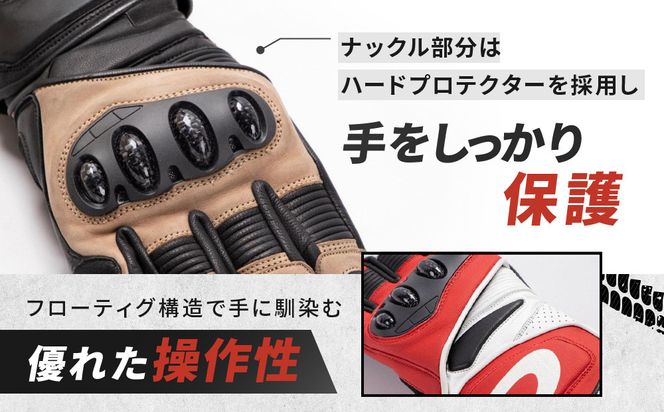 【デグナー】レーシンググローブ ホワイトーブラック[RG-11]【サイズM】［ 京都 バイクギア グローブ 人気 おすすめ 革 レザー ツーリング ライダー バイカー バイク ブランド メーカー ギア パーツ ］ 261009_A-JR043VC03