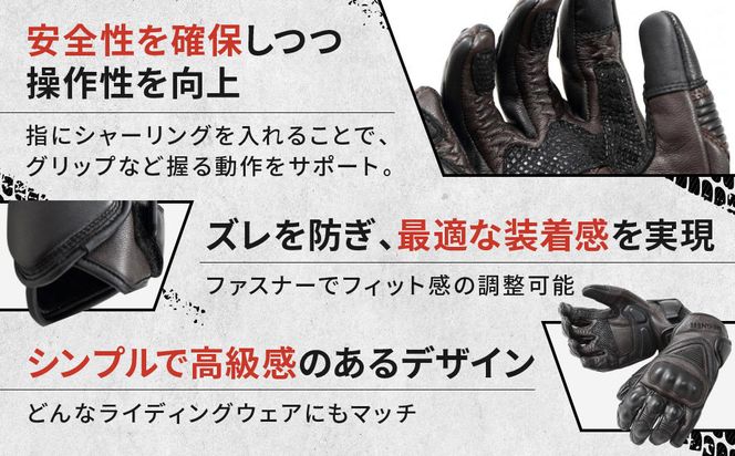 【デグナー】スマホ対応ツーリンググローブ ブラウン[TG-36]【サイズL】［ 京都 バイクギア グローブ 人気 おすすめ 革 レザー ツーリング ライダー バイカー バイク ブランド メーカー ギア パーツ ］ 261009_A-JR047VC02