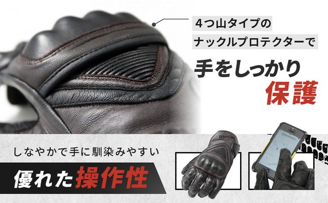 【デグナー】スマホ対応ツーリンググローブ ブラウン[TG-36]【サイズXL】［ 京都 バイクギア グローブ 人気 おすすめ 革 レザー ツーリング ライダー バイカー バイク ブランド メーカー ギア パーツ ］ 261009_A-JR047VC03