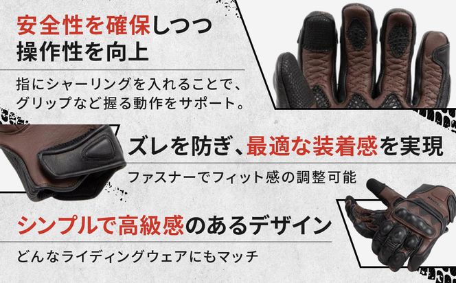 【デグナー】プロテクター付きレザーグローブ ブラウン [TG-94]【サイズXL】［ 京都 バイクギア グローブ 人気 おすすめ 革 レザー ツーリング ライダー バイカー バイク ブランド メーカー ギア パーツ ］ 261009_A-JR049VC03