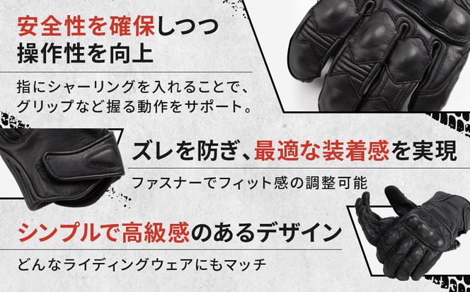 【デグナー】プロテクター付きレザーグローブ ブラック [TG-94]【サイズXL】［ 京都 バイクギア グローブ 人気 おすすめ 革 レザー ツーリング ライダー バイカー バイク ブランド メーカー ギア パーツ ］ 261009_A-JR050VC03