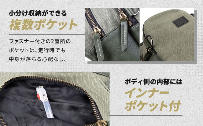 【デグナー】チョークバッグ[W-116A]【カーキ】［ 京都 バイクギア バッグ 鞄 かばん 人気 おすすめ 革 レザー ツーリング ライダー バイカー バイク ブランド メーカー ギア パーツ ］ 261009_A-JR057VC03