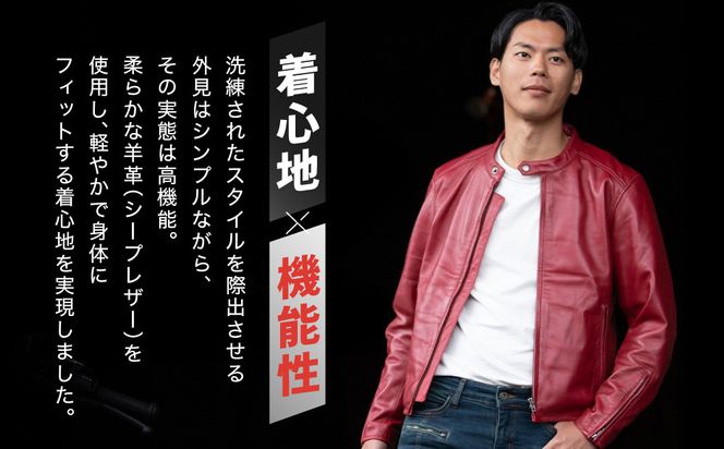 【デグナー】レザージャケット レッド〈Mサイズ〉22SJ-3［ 京都 バイクギア ジャケット 人気 おすすめ 革 レザー ツーリング ライダー バイカー バイク ブランド メーカー ギア パーツ ］ 261009_A-JR068VC01