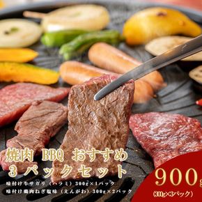 焼肉 BBQ おすすめ 3パックセット （味付牛サガリ・鶏えんがわ）【 肉 にく 牛肉 鶏肉 牛サガリ ハラミ 鶏えんがわ バーベキュー 味付け キャンプ BBQ グルメ ヘルシー 標茶町 北海道 】 016641_AJ019