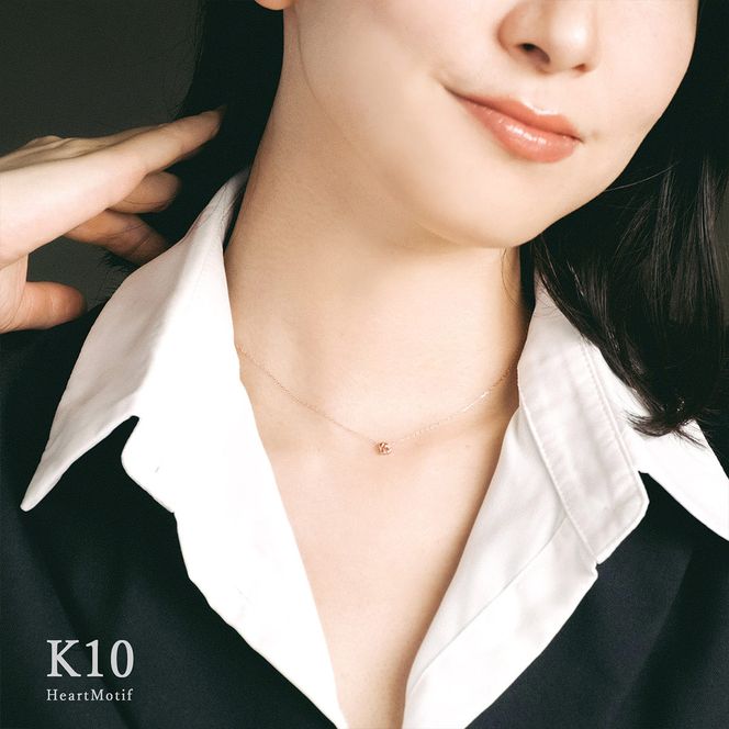 【心葉/京都kokoroba kyoto】K10 天然ダイヤモンド×ハートモチーフネックレス「ピンクゴールド」 261009_B-WV02VC02