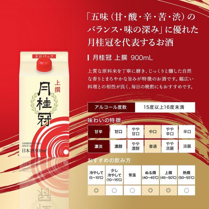 【月桂冠】上撰さけパック (900mL×6本）［京都 お酒 清酒 料理酒 げっけいかん 人気 おすすめ 定番 贈答 ご自宅用 お取り寄せ おいしい 通販 送料無料 ふるさと納税］ 261009_B-NP18