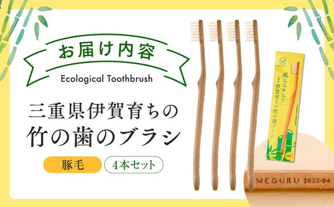 MEGURU 竹の歯ブラシ 豚毛 4本セット 242161_BP010