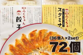【大阪名物】大阪ふくちぁん 冷凍生餃子×スタミナ餃子冷凍生餃子 ［各36個入×2パック 計72個］ 272183_AY19