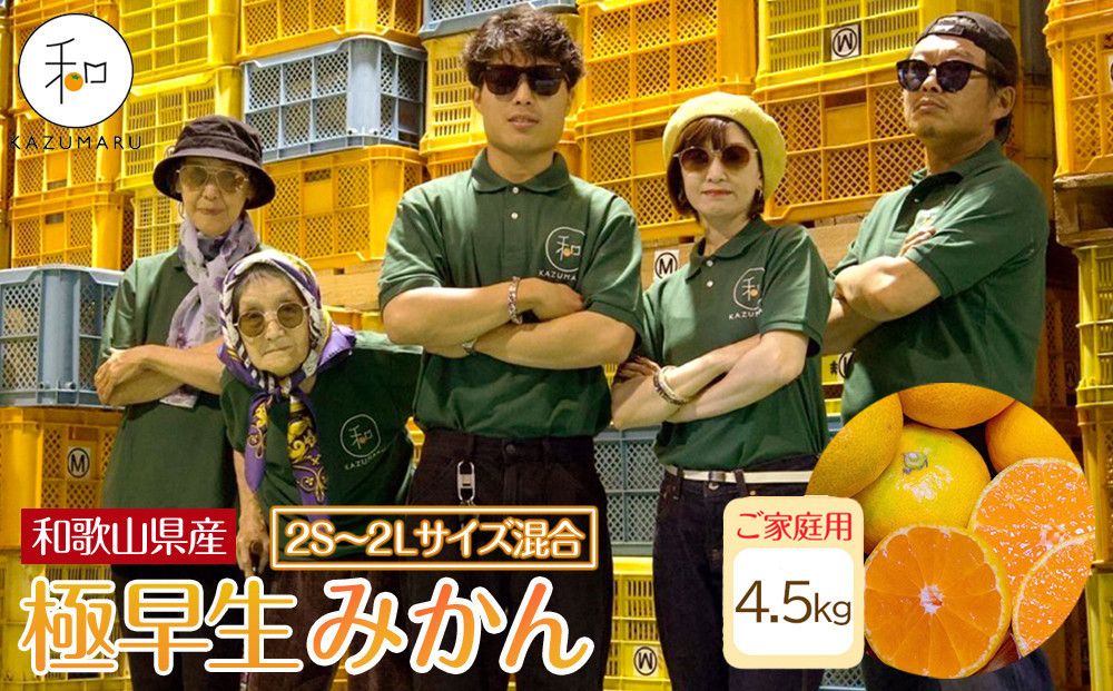 家庭用 森本農園の手選別 極早生みかん 4.5kg 和歌山県産 2S~2Lサイズ混合 [北海道・沖縄・離島配送不可][RN2][2025年10月上旬から順次発送] 303446_DJ90002