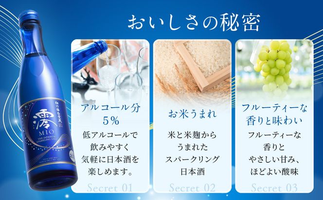 【宝酒造】松竹梅白壁蔵「澪」スパークリング清酒（750ml×6本）［京都 タカラ Takara 日本酒 スパークリング日本酒 ミオ 人気 おすすめ ギフト プレゼント ご自宅用 日常使い 普段使い お取り寄せ 通販 送料無料 ふるさと納税 ］ 261009_B-BL61