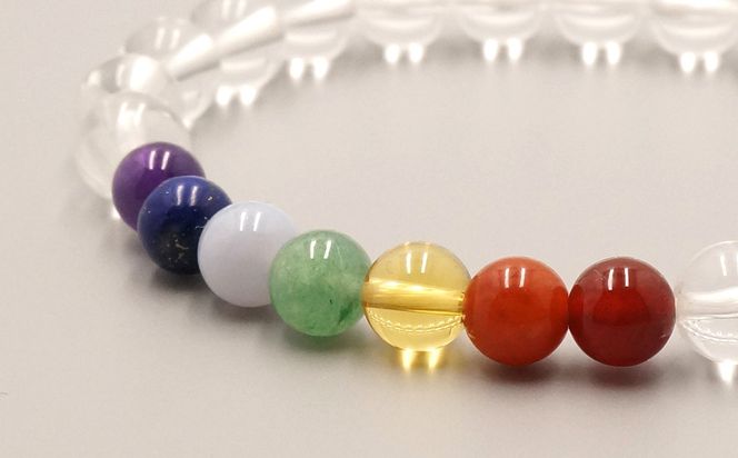 【神戸珠数店】〈京念珠〉天然水晶 厄除け7色ブレスレット(紫水晶・ラピスラズリ・カルセドニー・アベンチュリン・黄水晶・ピンクアベンチュリン・瑪瑙)［ 京都 老舗 腕輪念珠 パワーストーン お守り 人気 おすすめ 数珠 珠数 念珠 お取り寄せ 通販 送料無料 ふるさと納税 ］ 261009_B-JN41
