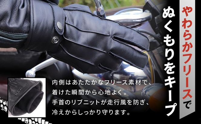 【デグナー】ウィンターグローブ [WG-34]ブラック〈Mサイズ〉［ 京都 革 手袋 レザー グローブ バイクギア ブランド 大好評 人気 おすすめ 牛革 ツーリング ライダー バイカー バイク パーツ お取り寄せ 送料無料 ふるさと納税 ］ 261009_A-JR087VC03