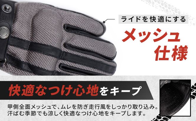 【デグナー】メッシュグローブ[TG-96M]グレー＜Lサイズ＞［ 京都 バイク 革製品 ブランド グローブ 人気 おすすめ 革 ハーフ メッシュ レザー ツーリング ライダー バイカー バイクギア メーカー ギア パーツ 送料無料 ふるさと納税 ］ 261009_A-JR101VC02