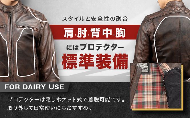 【デグナー】クラシックジャケット ブラウン [18SJ-6F]  ＜Lサイズ＞［ 京都 バイク 革製品 ブランド ジャケット 人気 おすすめ 革 レザー ツーリング ライダー バイカー バイクギア メーカー ギア パーツ 送料無料 ふるさと納税 ］ 261009_A-JR105VC02