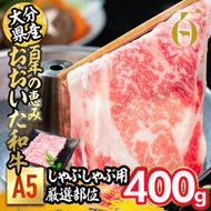 百年の恵み おおいた和牛 A5 しゃぶしゃぶ用 厳選部位 (400g) 国産 牛肉 肉 霜降り ロース 肩ロース もも 肩 和牛 ブランド牛 しゃぶしゃぶ 冷凍 大分県 佐伯市 【FS04】【 (株)トキハインダストリー】