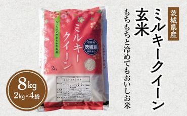 【先行予約】令和6年産 茨城県産 ミルキークイーン 玄米 2kg×4袋 ｜ このお米は石抜き機、色彩選別機の処理済みです　※離島への配送不可　※2024年9月下旬～2025年8月上旬頃より順次発送予定