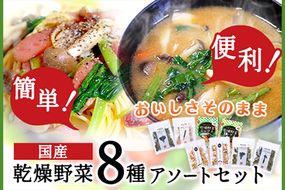 国産 乾燥野菜 8種アソートセット 吉良食品 《30日以内に出荷予定(土日祝除く)》 熊本県 大津町 野菜 乾燥野菜 味噌汁 みそ汁 炒め物 時短 簡単 便利---so_kiraksysi_30d_23_12500_8set---