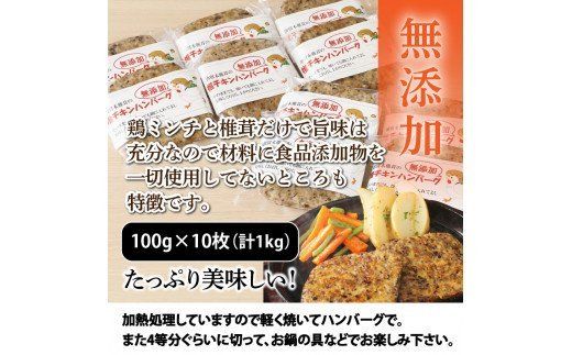  椎鶏（しいチキン）の無添加ハンバーグ1kg_10127Z