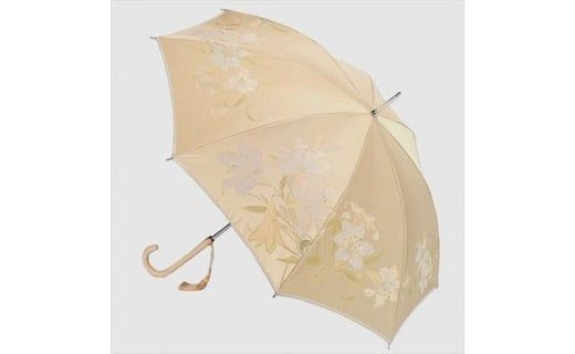 槙田商店【晴雨兼用】長傘 ”絵おり” 百合：ベージュ FAA5074