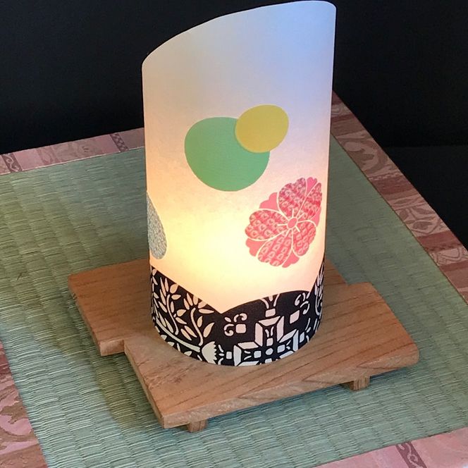 020C219 着物生地で作ったおしゃれな行灯（あんどん）  おしゃれ玉