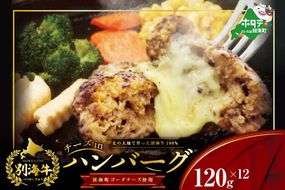 【別海牛100%と別海町ゴーダチーズ】チーズがとろける!別海チーズインハンバーグ(120g×12個)【ND0000087】（串あげ処 のどか）