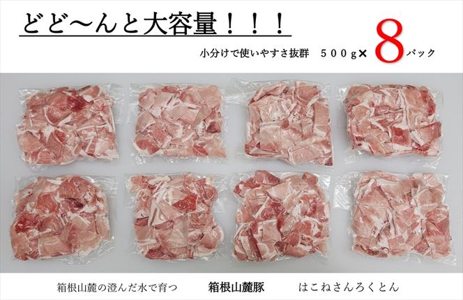 169-2585　箱根山麓豚　モモ・ウデ切り落とし４K盛り(500ｇ×８パック)【 箱根山麓豚 切り落とし 神奈川県 小田原市 】