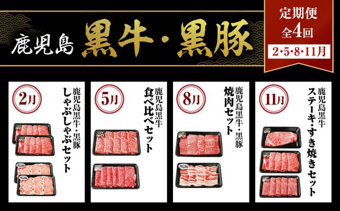 鹿児島黒牛・黒豚定期便（全4回）　K127-T01