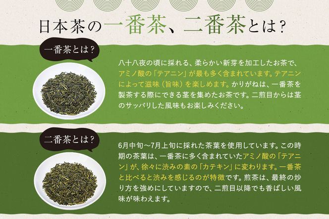 水野茶園のお茶　一番茶・二番茶セット（喜撰200g・かりがね200ｇ×２袋・煎茶200ｇ×４袋）【0022-004】