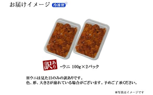1259.訳あり うに チリ産 冷凍 200g ワケあり ウニ チリ産 冷凍 雲丹 不揃い B級品 うに わけ あり 海鮮 4人前 丼 刺身 自宅用 送料無料 北海道 弟子屈町