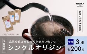 高品質 シングルオリジン コーヒー 飲み比べ3種×各200g【中挽きコーヒー豆】1075004