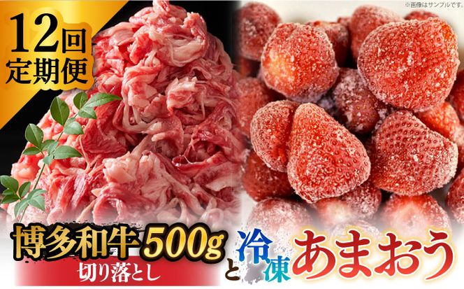 【全12回定期便】【訳あり】博多和牛 切り落とし ＆ あまおう セット1.3kg《築上町》【株式会社MEAT PLUS】[ABBP108]