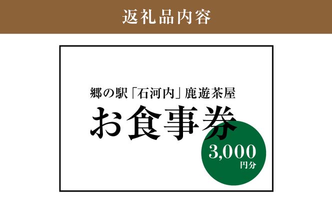 木城町　郷の駅「鹿遊茶屋（かなすみちゃや）」お食事券　3,000円分　K04_0007