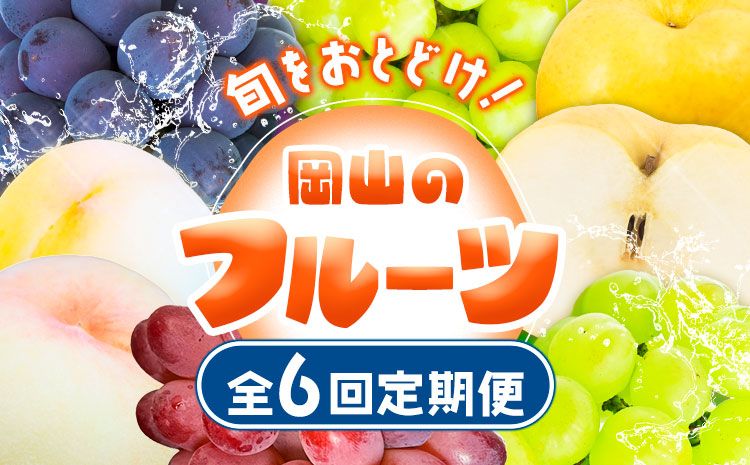 [2025年先行予約] 定期便6回コース 岡山のフルーツ 清水白桃 6玉 岡山の白桃 6玉 ニューピオーネ 1房 瀬戸ジャイアンツ 1房 シャインマスカット 晴王 2房 紫苑 1房 あたご梨 4~5玉 株式会社山博(中本青果) [2025年7月上旬-12月下旬頃出荷]岡山県 浅口市---124_c257tei_23_175000_jul6---